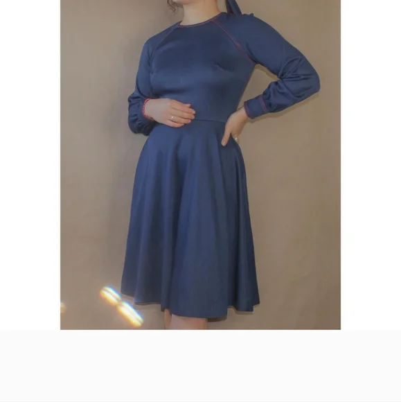 Vtg 70's hand made preppy swing sailor dress - Picture 2 of 6